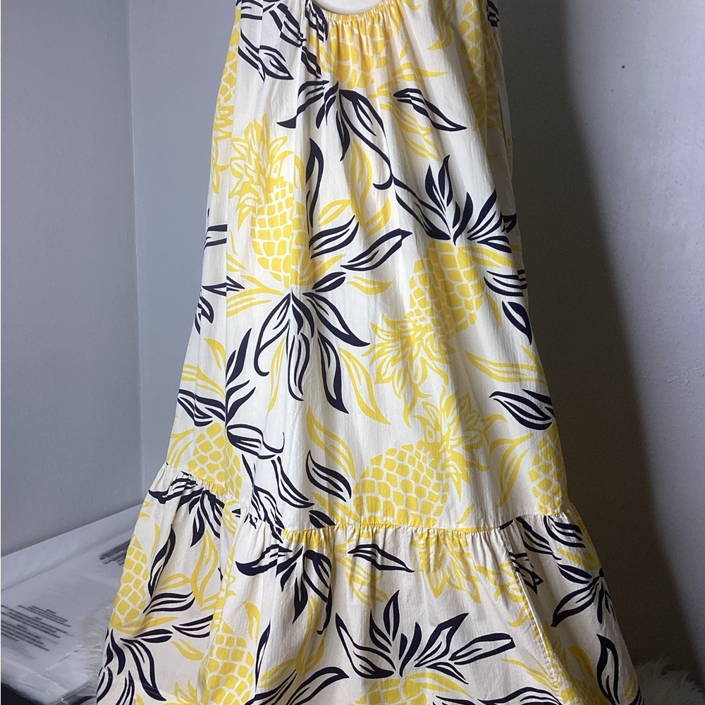 Anthropologie Floral Flounced Maxi Dress Pineapples Strapless L - Picture 12 of 13